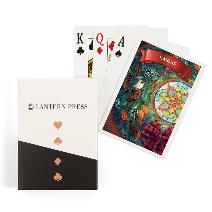 Playing Cards, Kansas, Front Door with Wreath, 52 Card Deck with Jokers in Box, Unique Art