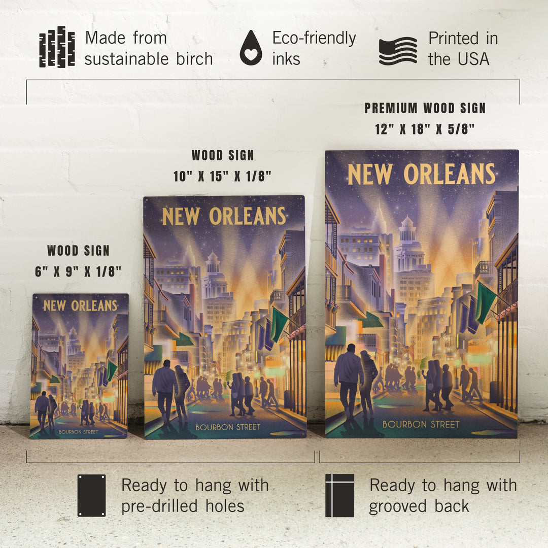 New Orleans, Louisiana, Lithograph, City Series, Bourbon Street