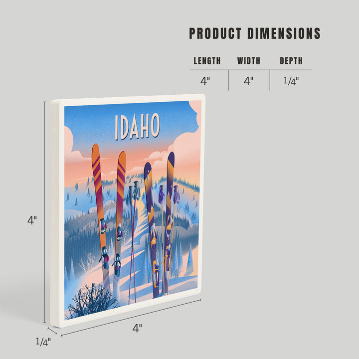 Idaho, Prepare for Takeoff, Skis in Snowbank, Coasters