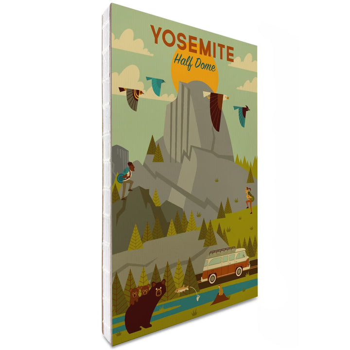 Lined 6x9 Journal, Yosemite National Park, California, Half Dome, Geometric National Park Series, Lay Flat, 193 Pages, FSC paper
