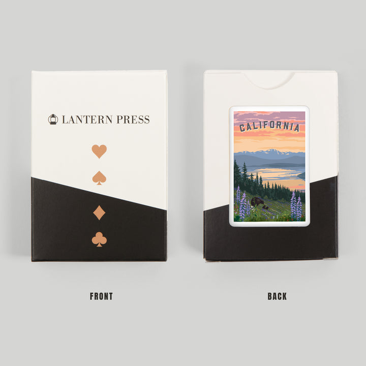 Playing Cards, California Bear and Spring Flowers, 52 Card Deck with Jokers in Box, Unique Art