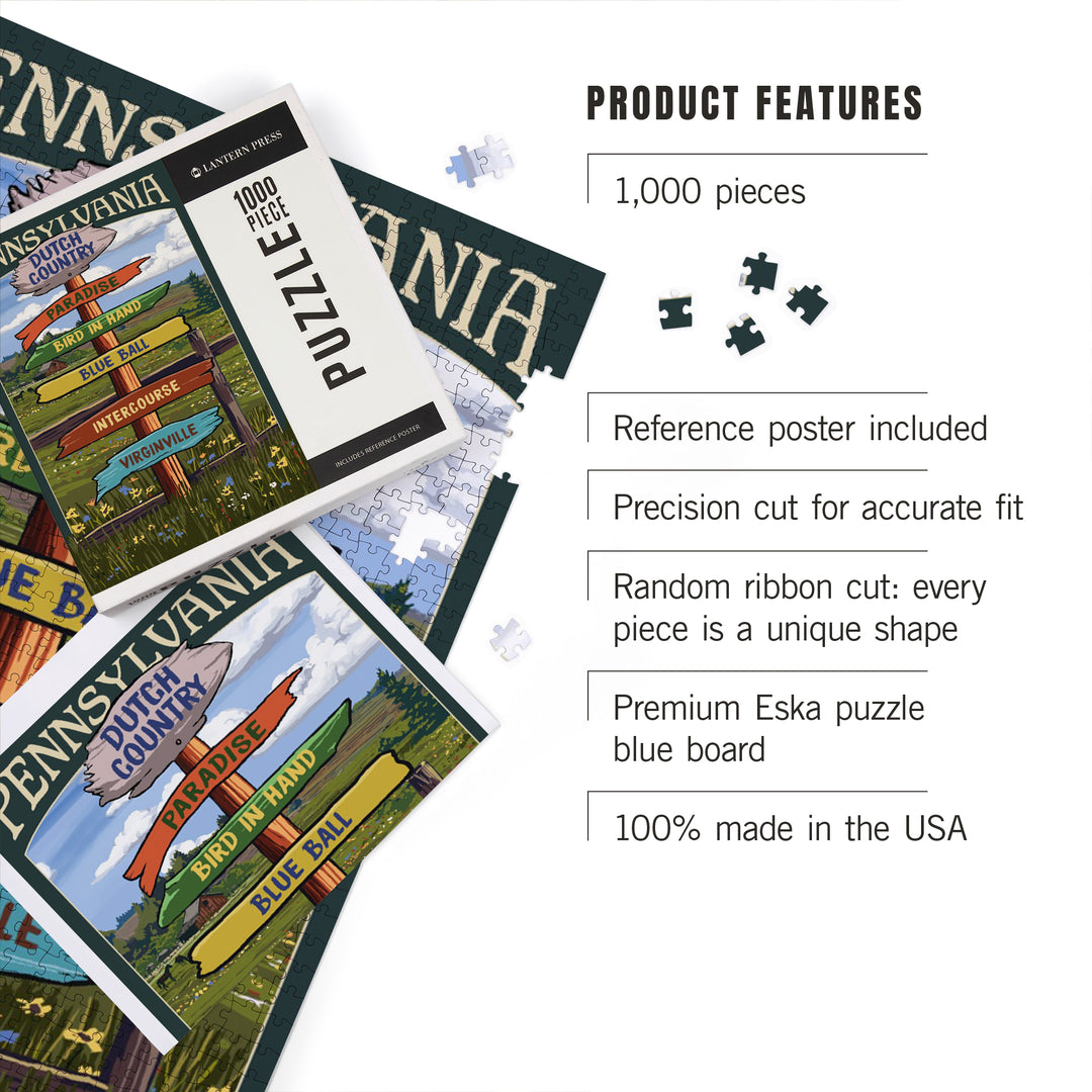 Lancaster County, Pennsylvania, Destination Signpost, Jigsaw Puzzle