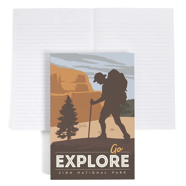 Lined 6x9 Journal, Zion National Park, Utah, Go Explore, Backpacker, Lay Flat, 193 Pages, FSC paper