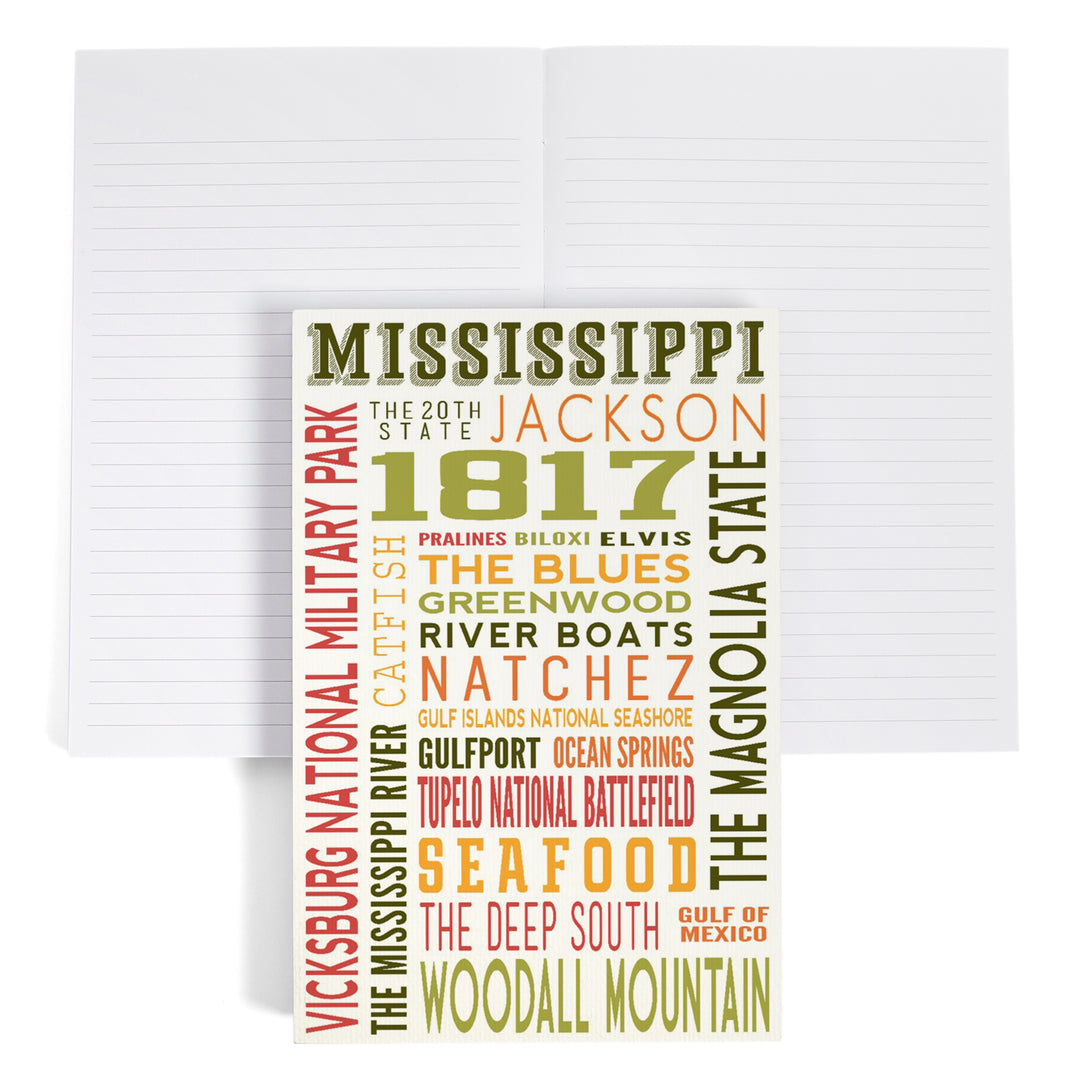 Lined 6x9 Journal, Mississippi, Typography, Lay Flat, 193 Pages, FSC paper