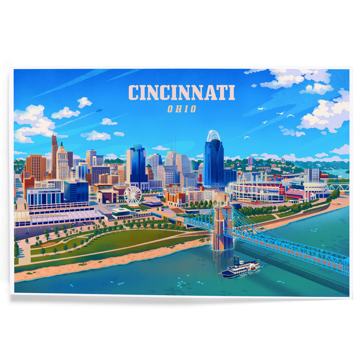 Cincinnati, Ohio, Lithograph City Series, Art & Giclee Prints