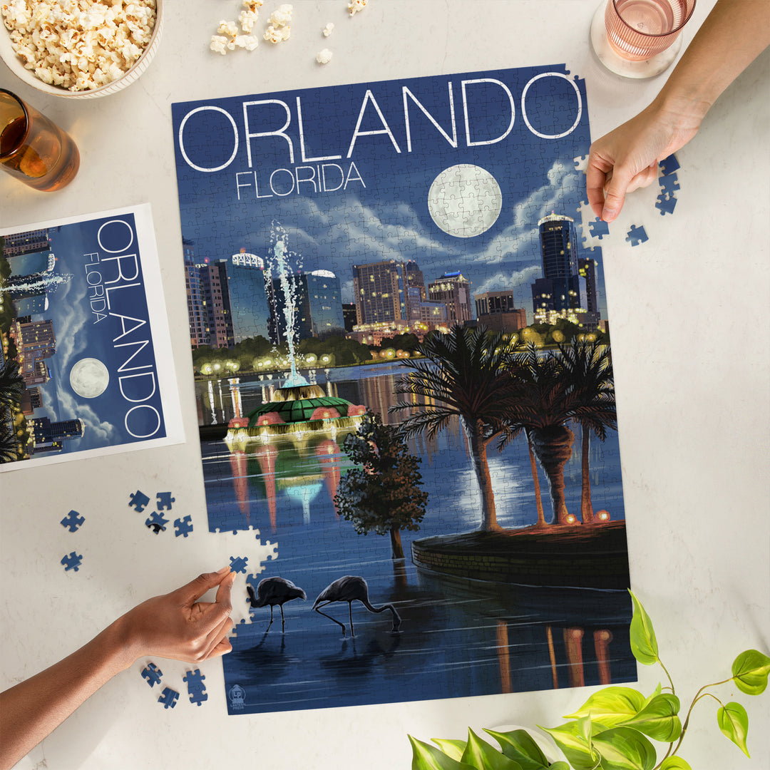Orlando, Florida, Skyline at Night, Jigsaw Puzzle
