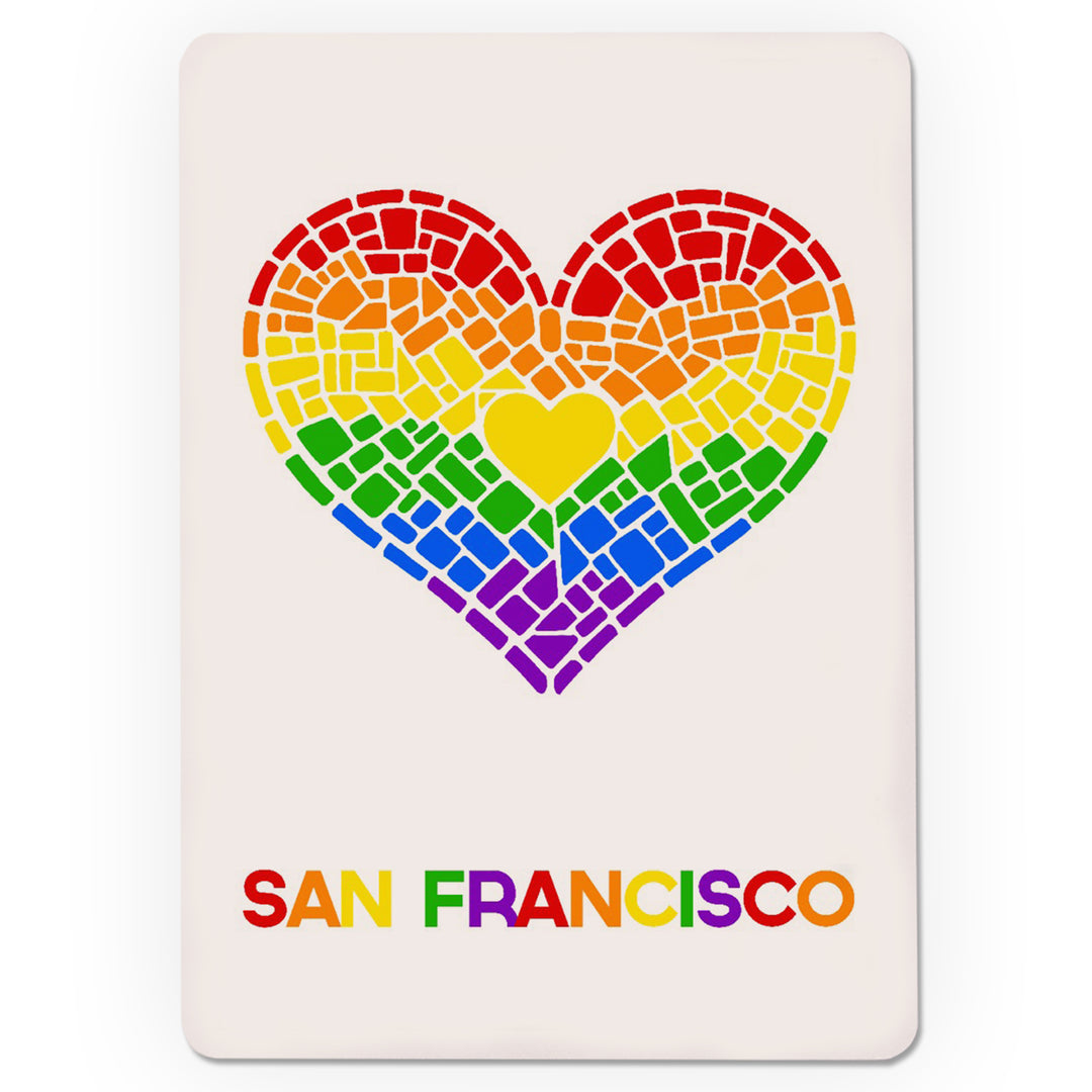 Playing Cards, San Francisco, California, Gay Pride, Mosaic Heart, Pride Colors, 52 Card Deck with Jokers in Box, Unique Art