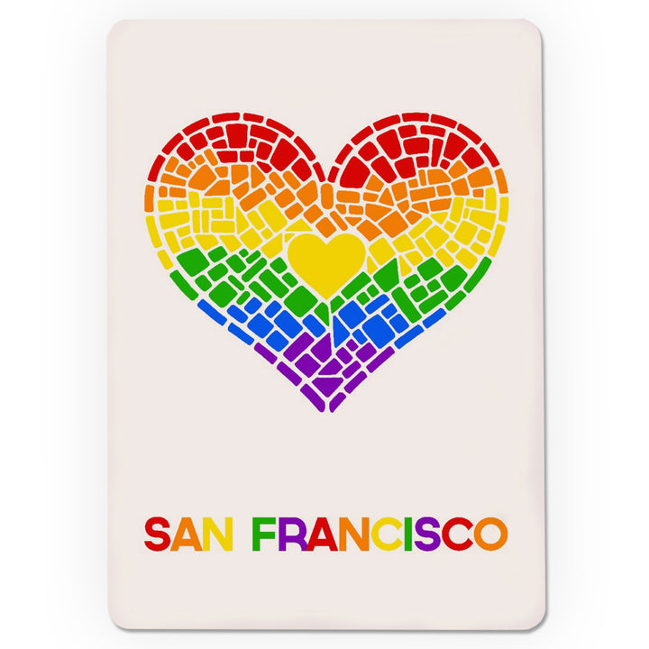 Playing Cards, San Francisco, California, Gay Pride, Mosaic Heart, Pride Colors, 52 Card Deck with Jokers in Box, Unique Art