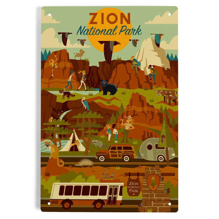 Zion National Park, Geometric National Park Series, Metal Signs