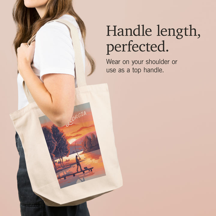 Georgia, This is Living, Fishing with Hills, Tote Bag