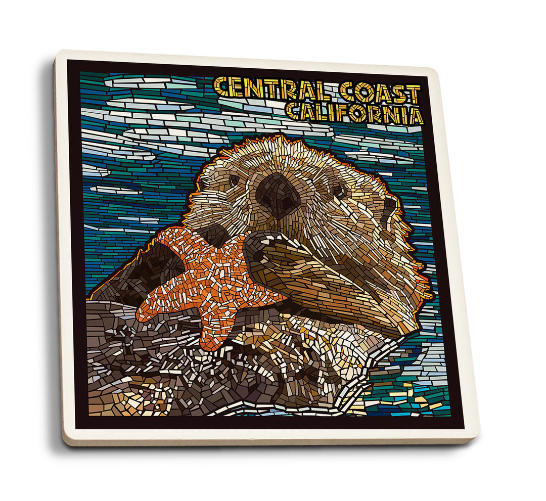 Central Coast, California, Sea Otter, Mosaic, Coaster Set