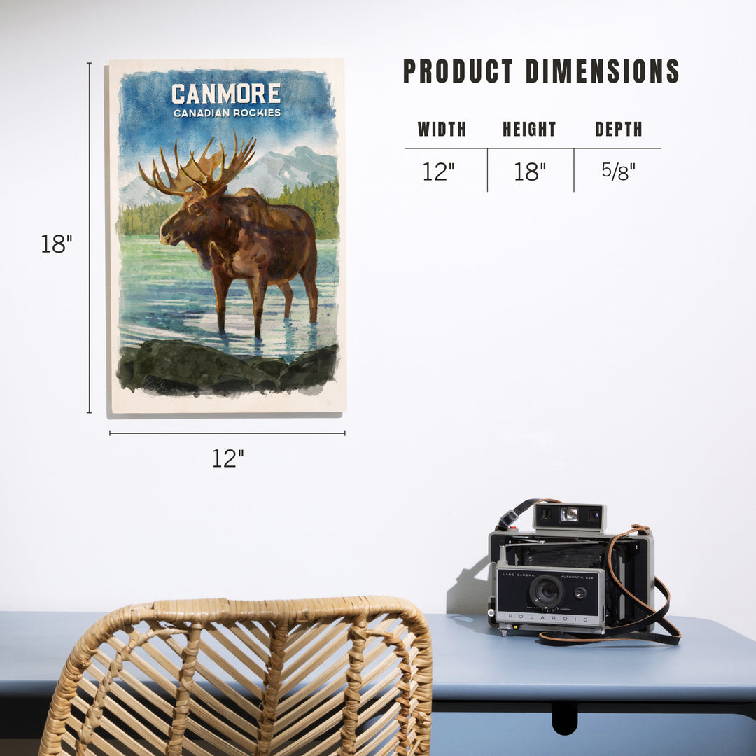 Canmore, Alberta, Canada, Watercolor, Moose, Wood Signs and Postcards