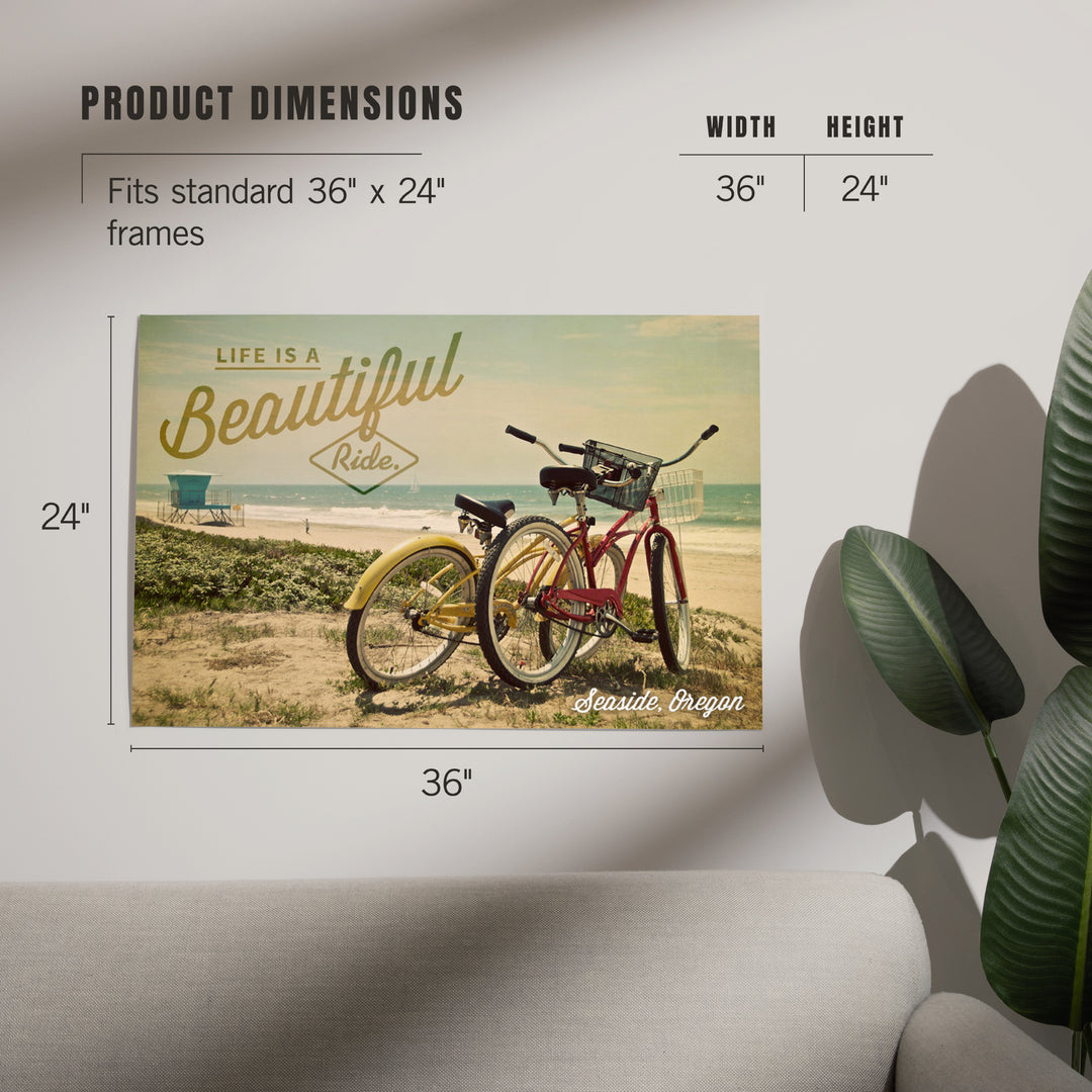 Seaside, Oregon, Life is a Beautiful Ride, Bicycles and Beach Scene, Photograph, Art & Giclee Prints