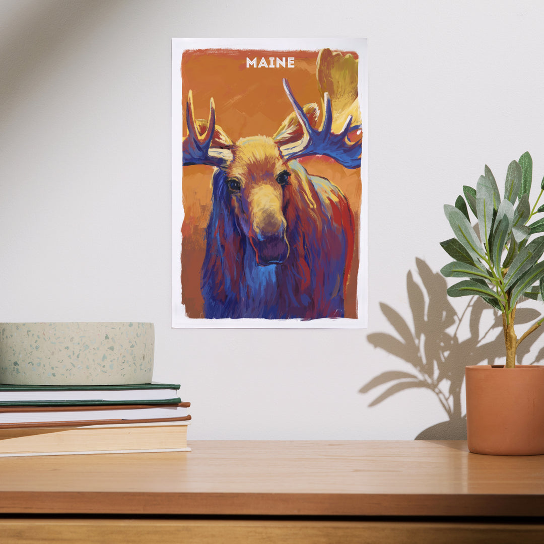 Maine, Vivid, Moose, Art & Giclee Prints