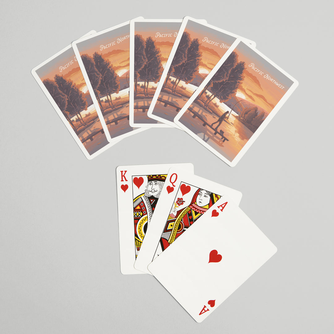Playing Cards, Pacific Northwest, This is Living, Fishing with Hills, 52 Card Deck with Jokers in Box, Unique Art