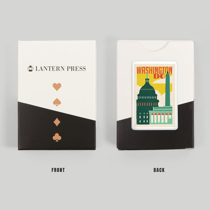 Playing Cards, Washington, DC, Woodblock City Series, Architectural Landmarks, 52 Card Deck with Jokers in Box, Unique Art