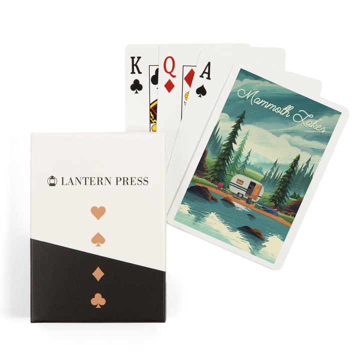Playing Cards, Mammoth Lakes, California, At Home Anywhere, Camper in Evergreens, 52 Card Deck with Jokers in Box, Unique Art