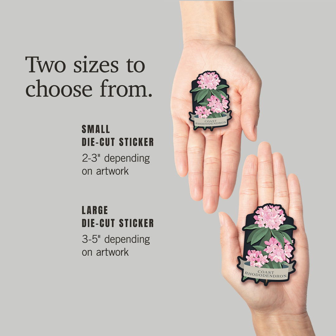 Vintage Flora Noir, Coast Rhododendron, Vinyl Sticker