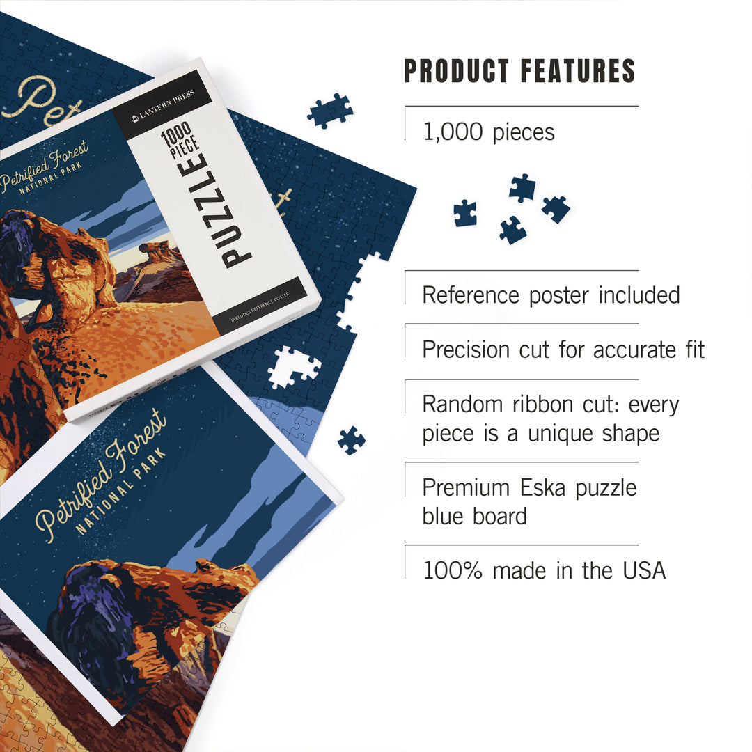 Petrified Forest National Park, Arizona, Painterly, Night Sky, 1000 Piece Jigsaw Puzzle