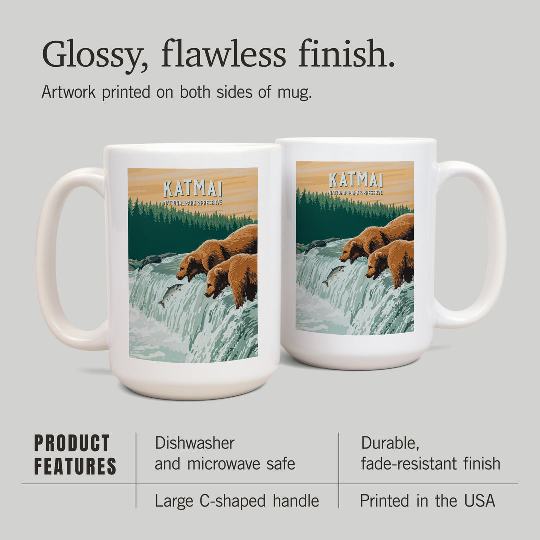 Katmai National Park, Alaska, Painterly National Park Series, Ceramic Mug
