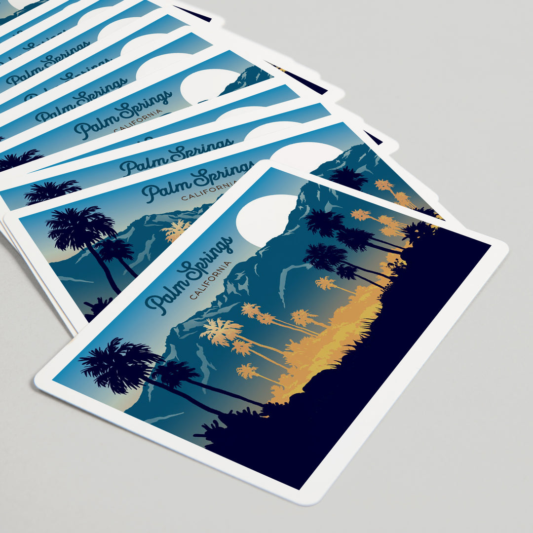 Playing Cards, Palm Springs, California, Go Explore, Hiker and Desert, Sunset, 52 Card Deck with Jokers in Box, Unique Art