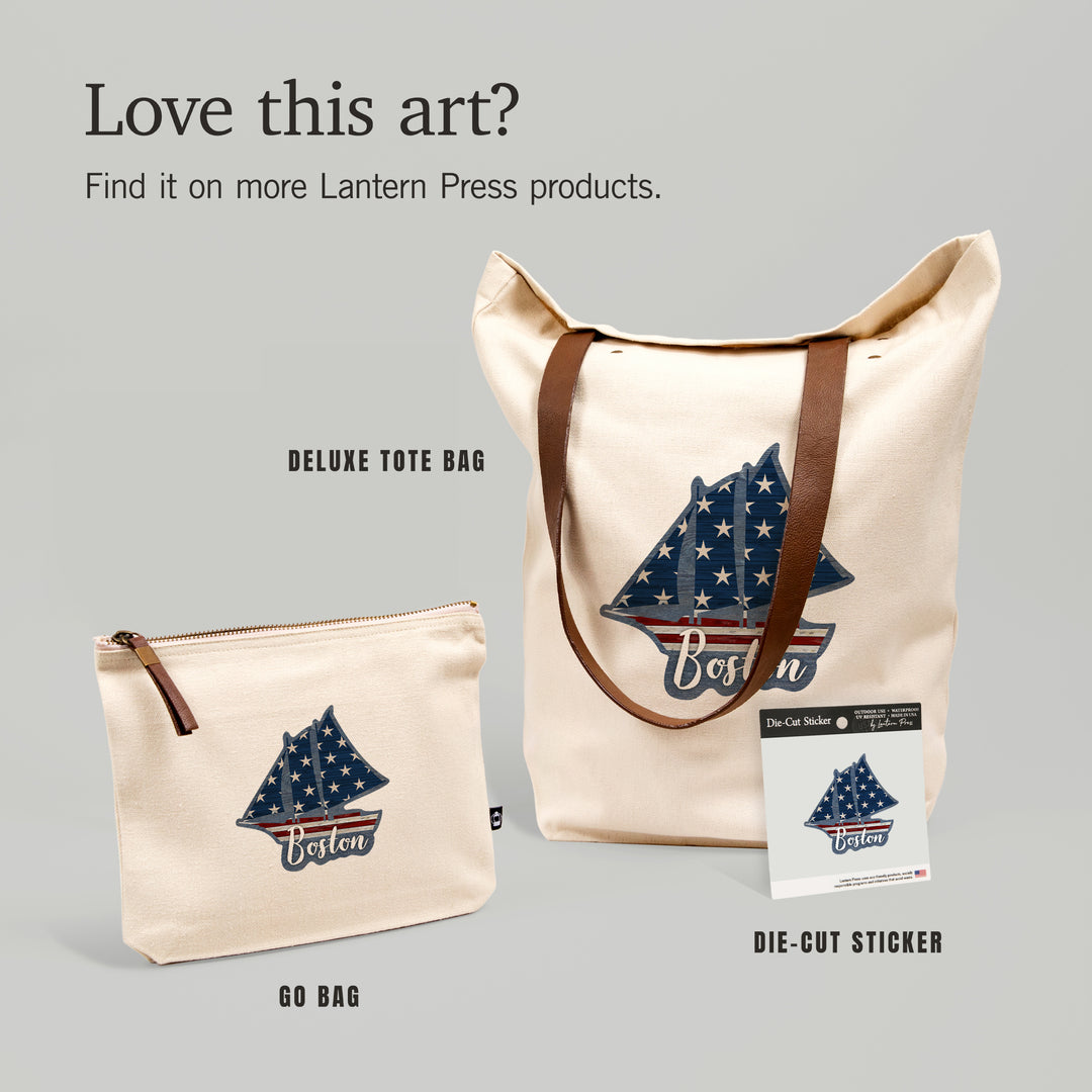 Boston, Massachusetts, USA, Distressed Flag, Contour, Lantern Press Artwork, Accessory Go Bag