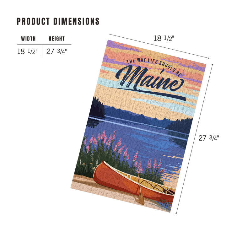 Maine, The Way Life Should Be, Canoe and Lake, 1000 Piece Jigsaw Puzzle