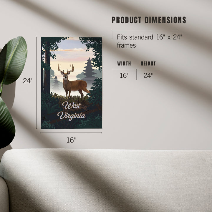 West Virginia, Painterly, Deer and Sunrise, Art & Giclee Prints