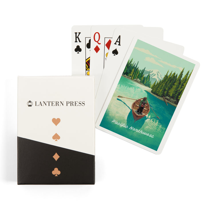 Playing Cards, Pacific Northwest, Quiet Explorer, Boating, Mountain, 52 Card Deck with Jokers in Box, Unique Art