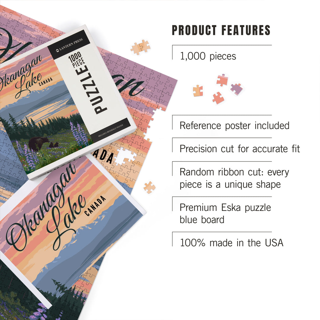 Okanagan Lake, British Columbia, Bear and Spring Flowers, 1000 Piece Jigsaw Puzzle