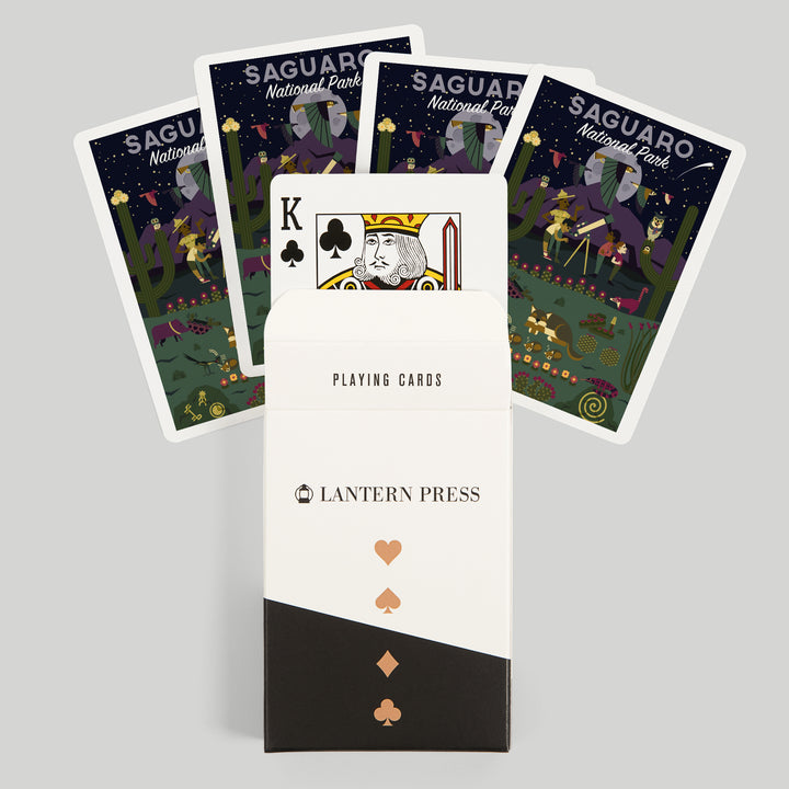 Playing Cards, Saguaro National Park, Arizona, Night, Geometric National Park Series, 52 Card Deck with Jokers in Box, Unique Art