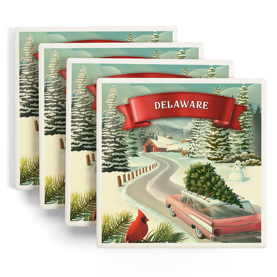 Delaware, Christmas Holiday Tradition, Coaster Set