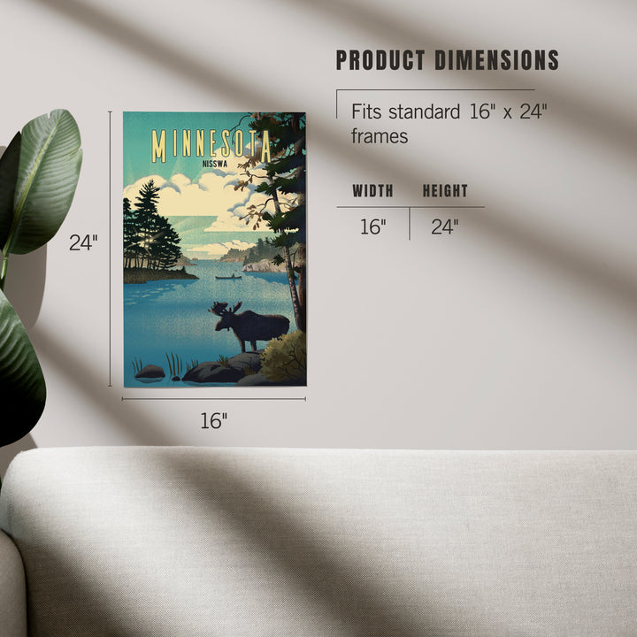 Nisswa, Minnesota, Lithograph, Moose and Lake, Art & Giclee Prints