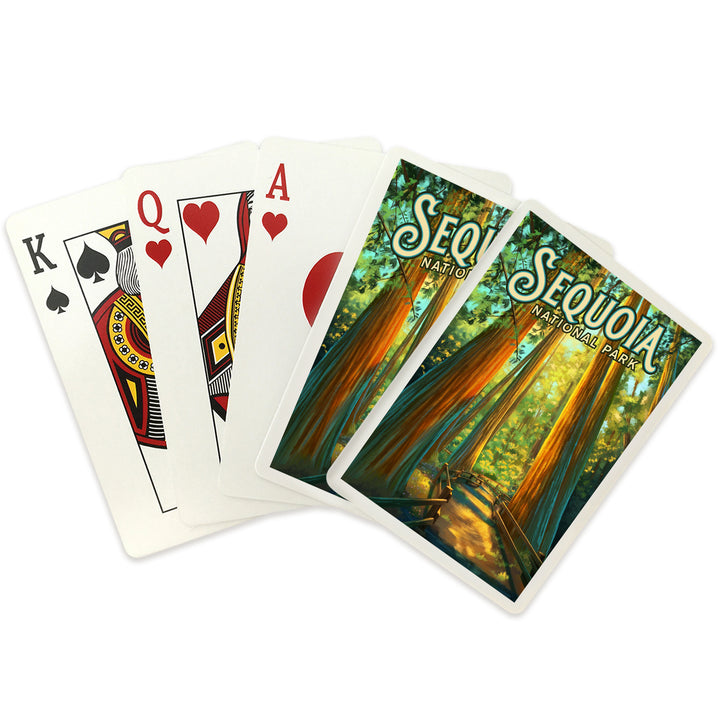 Playing Cards, Sequoia National Park, California, Oil Painting, 52 Card Deck with Jokers in Box, Unique Art