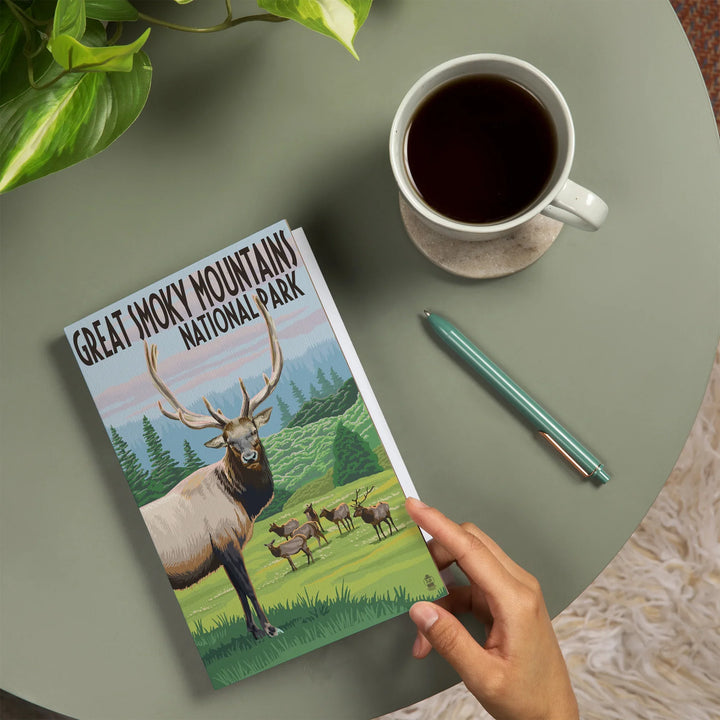 Lined 6x9 Journal, Great Smoky Mountains National Park, Elk Herd, Lay Flat, 193 Pages, FSC paper