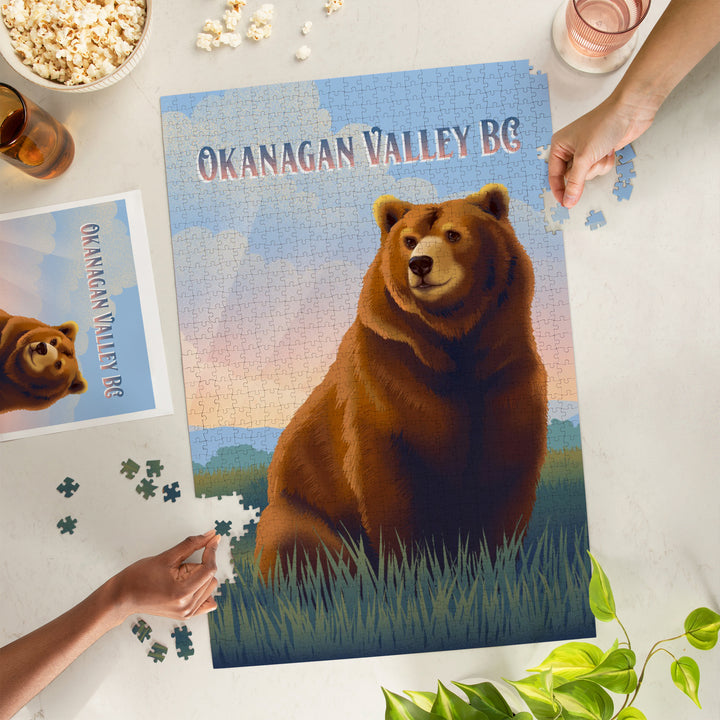 Okanagan Valley, British Columbia, Lithograph Wildlife Series, Grizzly Bear, 1000 Piece Jigsaw Puzzle