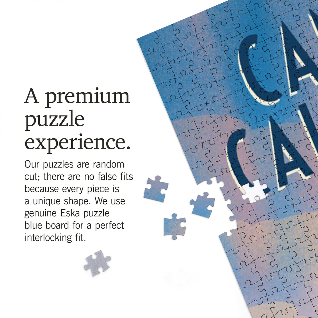 Cambria, California, Lithograph, Surfers on Beach, 1000 Piece Jigsaw Puzzle