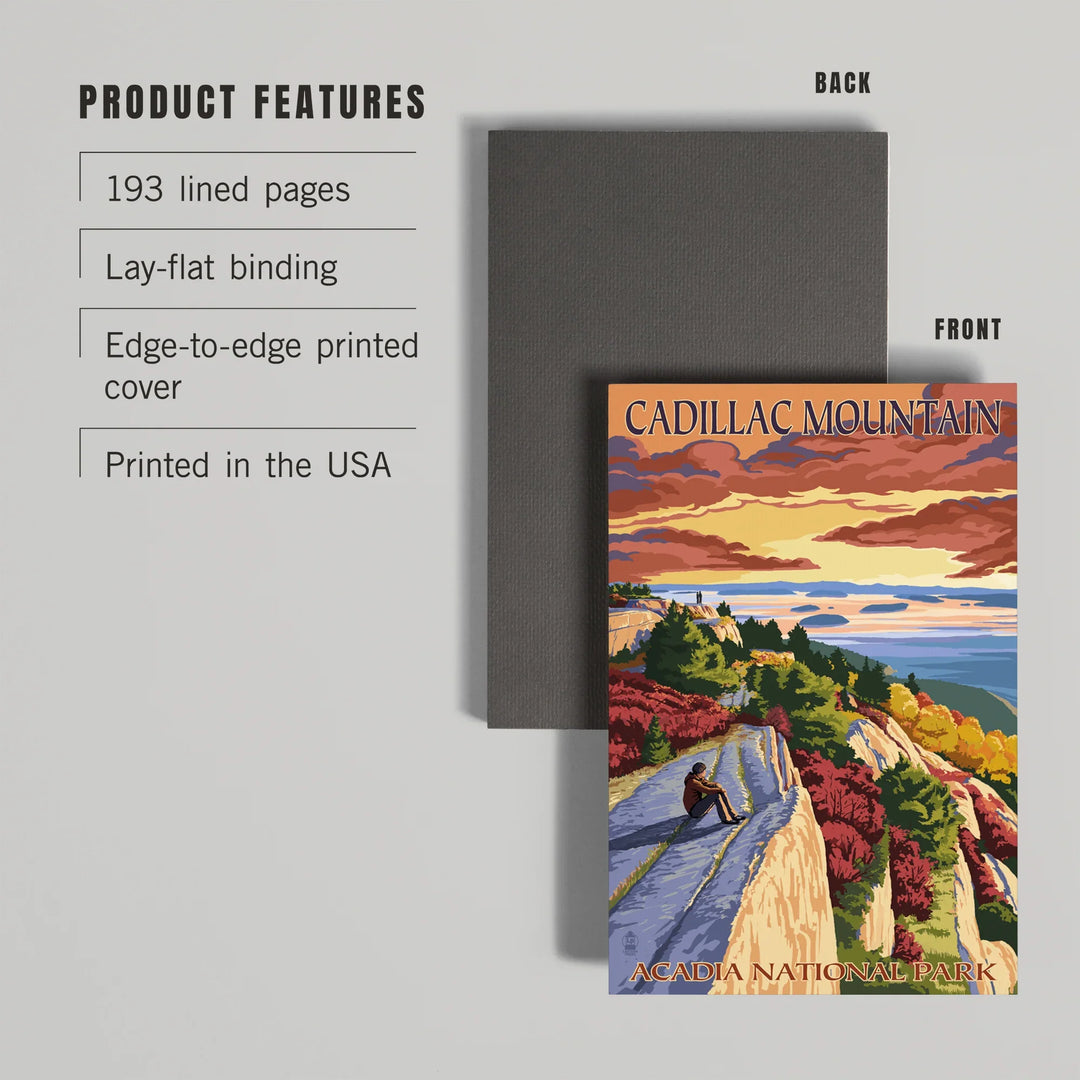 Lined 6x9 Journal, Acadia National Park, Maine, Cadillac Mountain, Painterly Series, Lay Flat, 193 Pages, FSC paper
