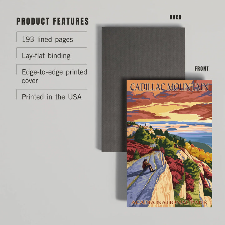 Lined 6x9 Journal, Acadia National Park, Maine, Cadillac Mountain, Painterly Series, Lay Flat, 193 Pages, FSC paper