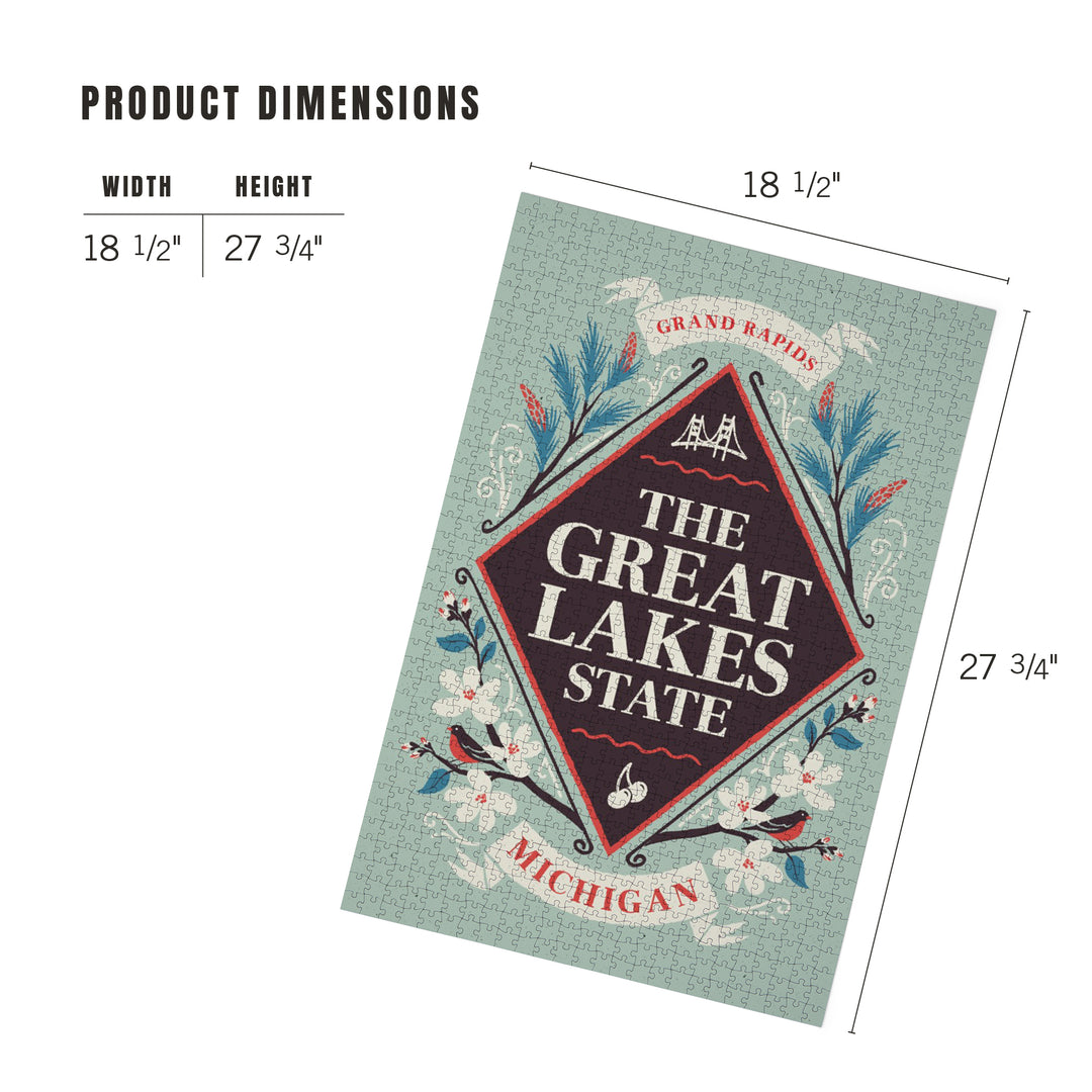 Grand Rapids, Michigan, State Motto Crest, State Series, Jigsaw Puzzle
