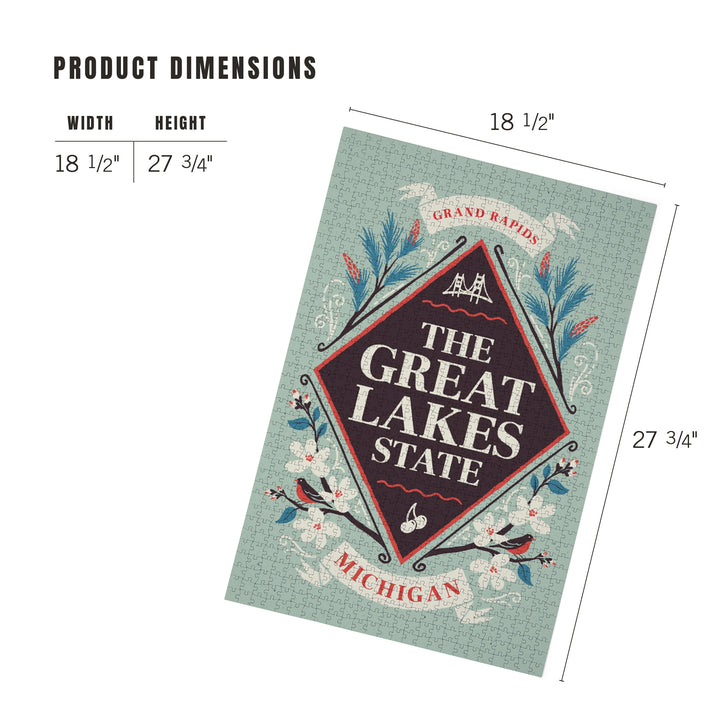 Grand Rapids, Michigan, State Motto Crest, State Series, Jigsaw Puzzle