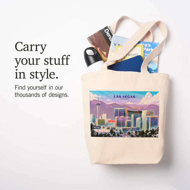 Las Vegas, Nevada, Lithograph, City Series, Tote Bag