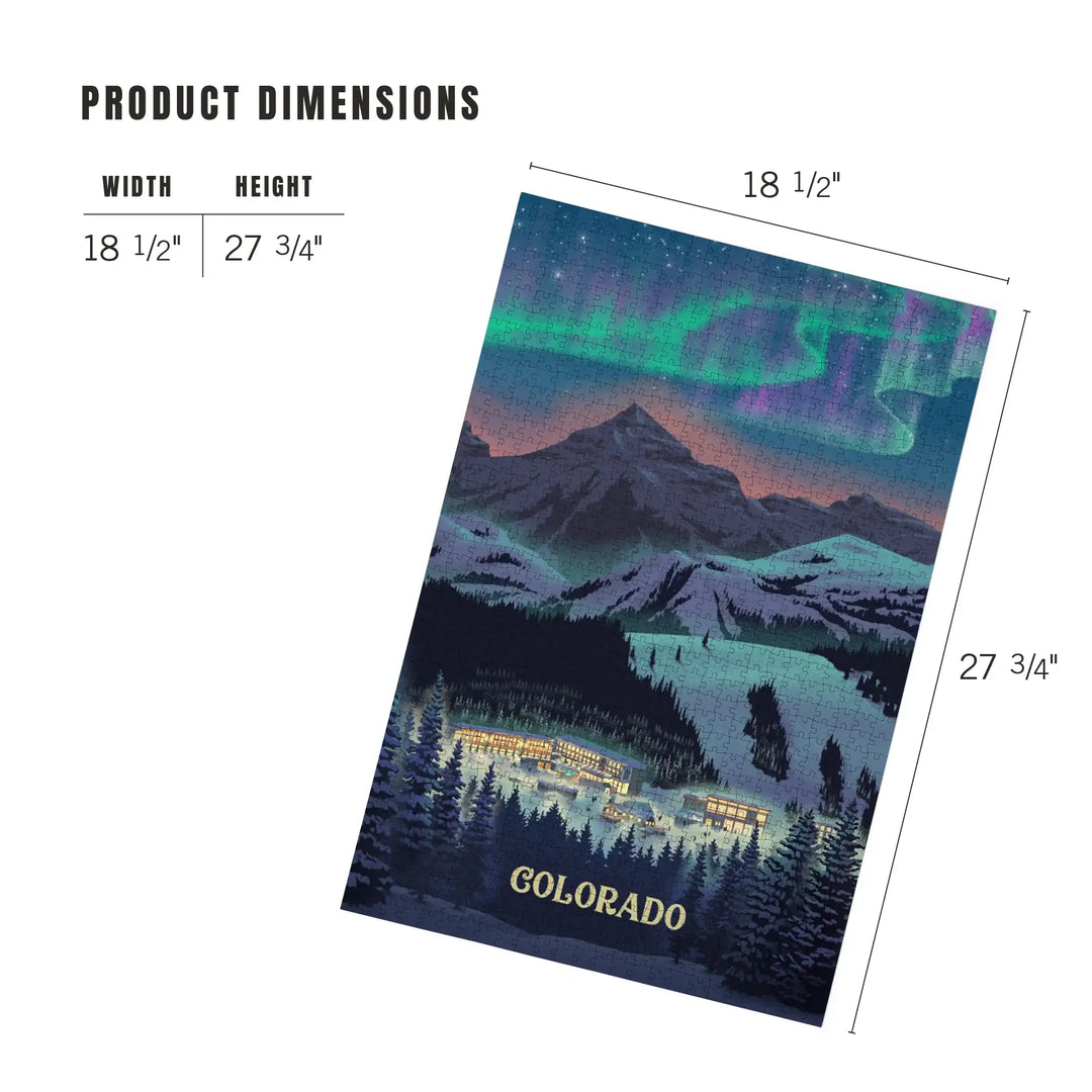 Colorado, Lithograph, Village Under Northern Lights, Jigsaw Puzzle