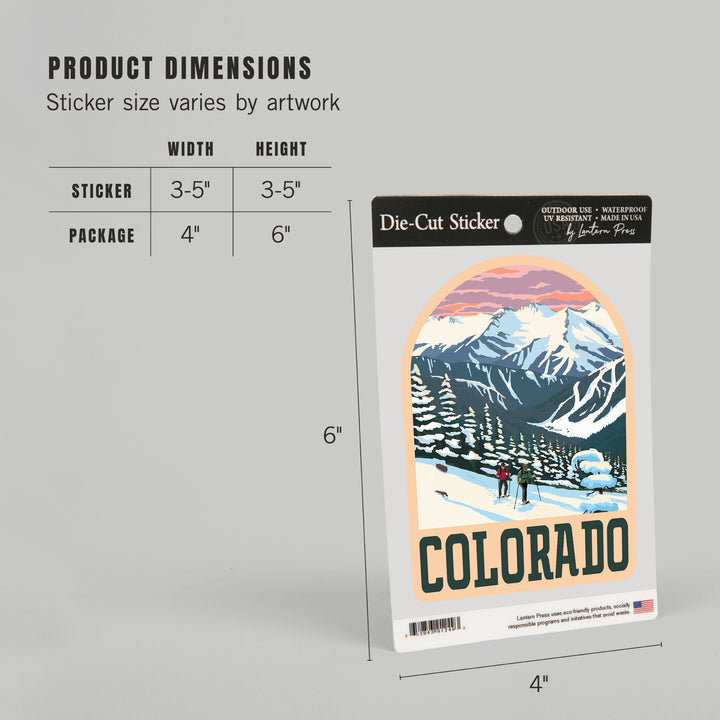 Colorado, Winter Snowshoers, Contour, Vinyl Sticker