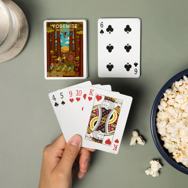 Playing Cards, Yosemite National Park, California, Forest, Geometric, 52 Card Deck with Jokers in Box, Unique Art