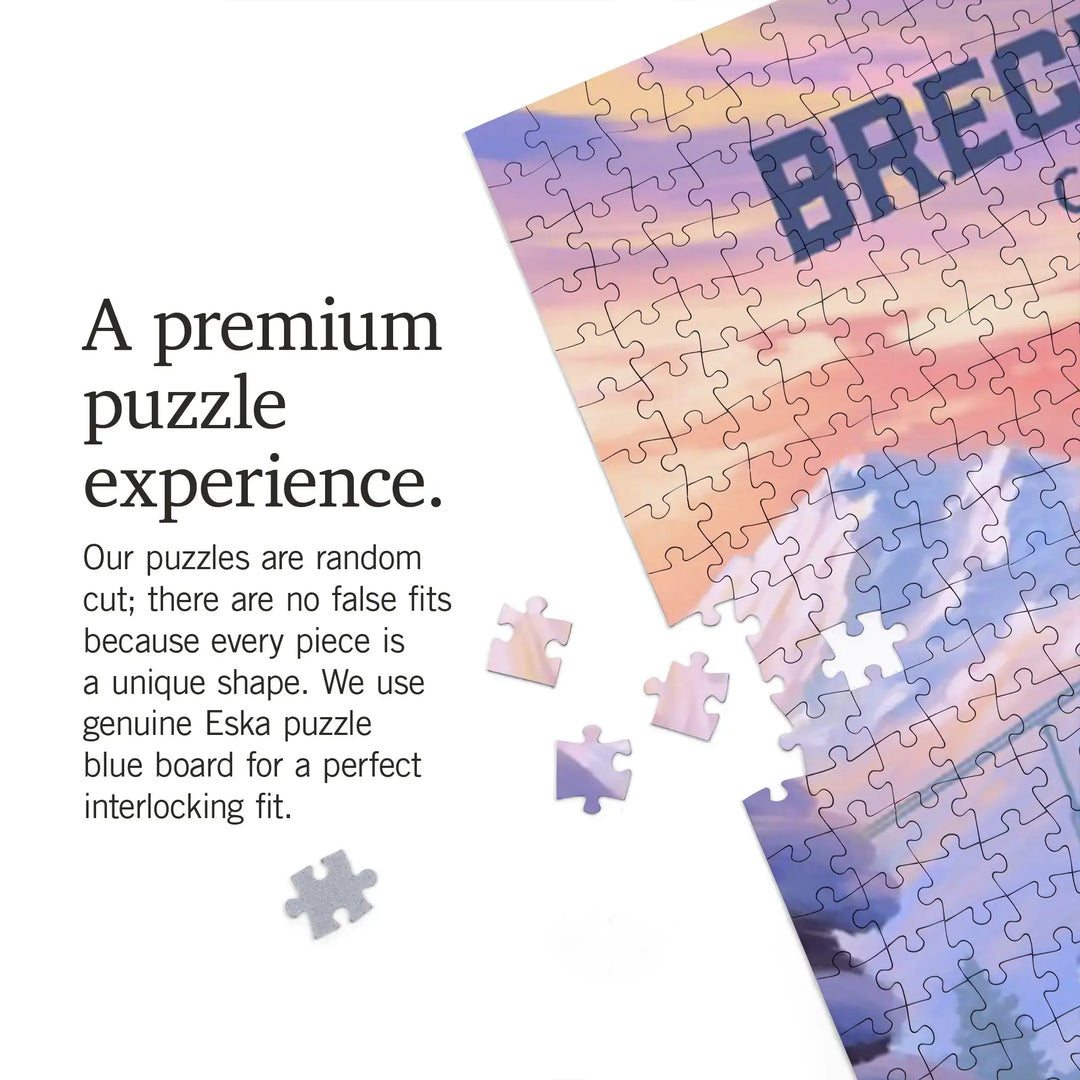 Breckenridge, Colorado, Oil Painting, Skiers, Jigsaw Puzzle