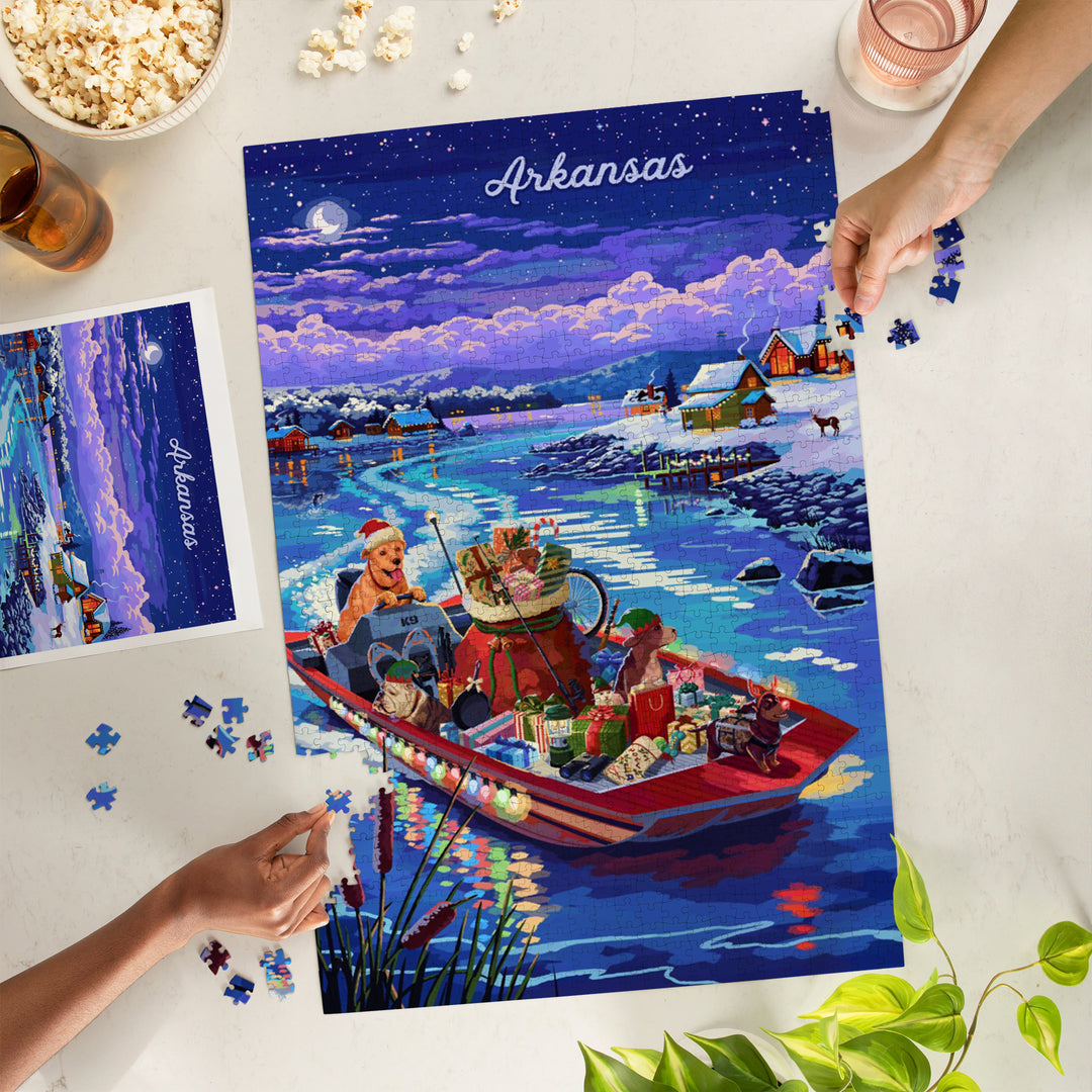 Arkansas, Happy Howlidays, Painterly, Santa Dog and Helpers