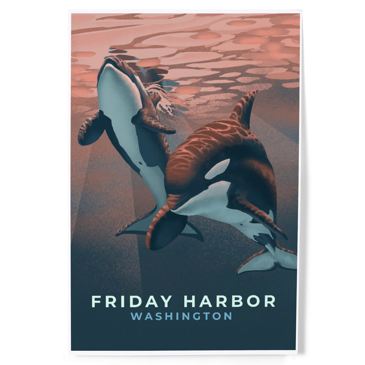 Friday Harbor, Washington, Orca, Lithograph, Art & Giclee Prints