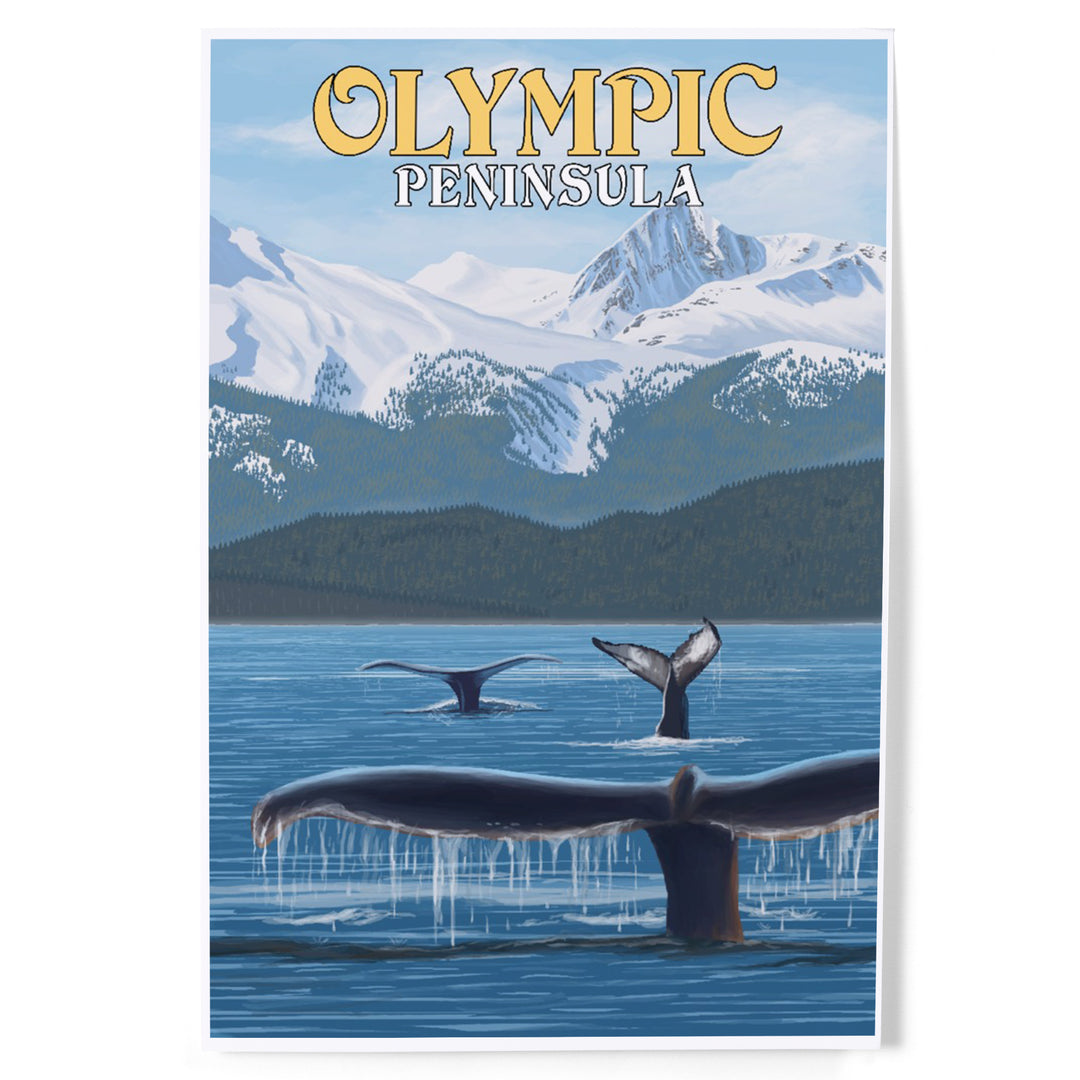 Olympic Peninsula, Washington, Painterly, Humpback Whale Family, Art & Giclee Prints
