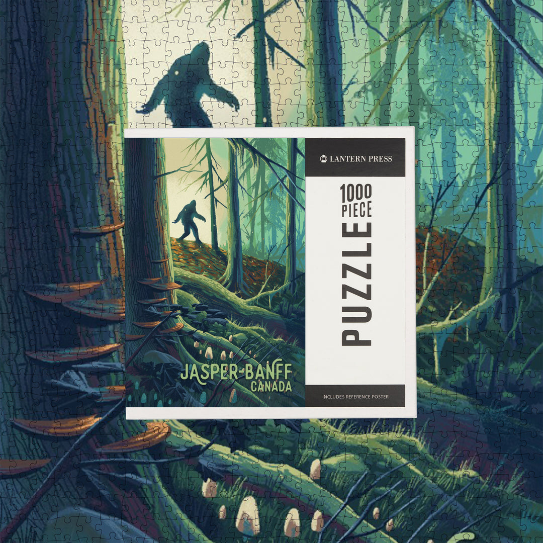Jasper, Banff, Canada, Wanderer, Bigfoot in Forest, Jigsaw Puzzle